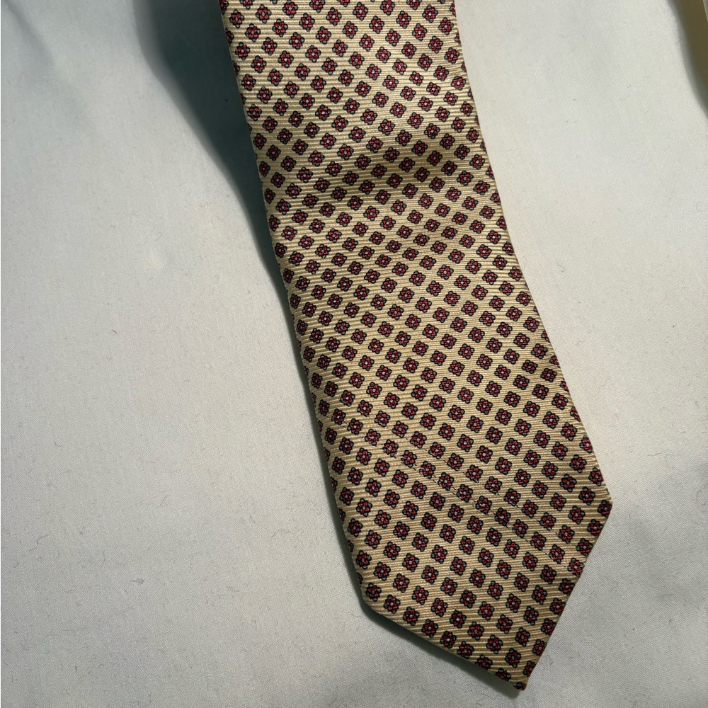 Polo by Ralph Lauren for Neiman Marcus Yellow 100% Silk Tie Red Floral Motif